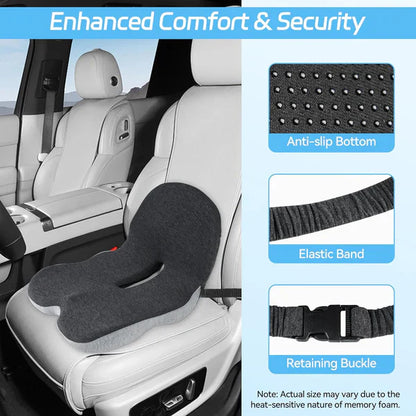 🪑 60% OFF NOW! 🛡️ Non-Slip Memory Foam Seat Cushion for Car & Office – Ergonomic pain relief & breathable mesh – Universal fit, relieves back & tailbone pressure – perfect for long drives or desk work ✨