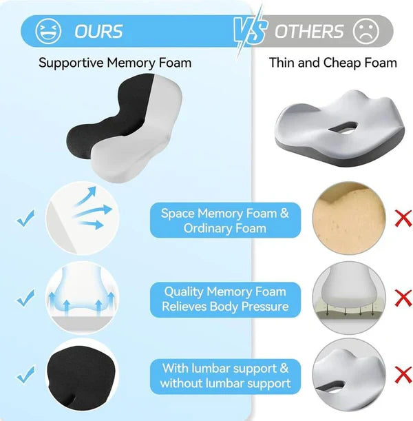 🪑 60% OFF NOW! 🛡️ Non-Slip Memory Foam Seat Cushion for Car & Office – Ergonomic pain relief & breathable mesh – Universal fit, relieves back & tailbone pressure – perfect for long drives or desk work ✨