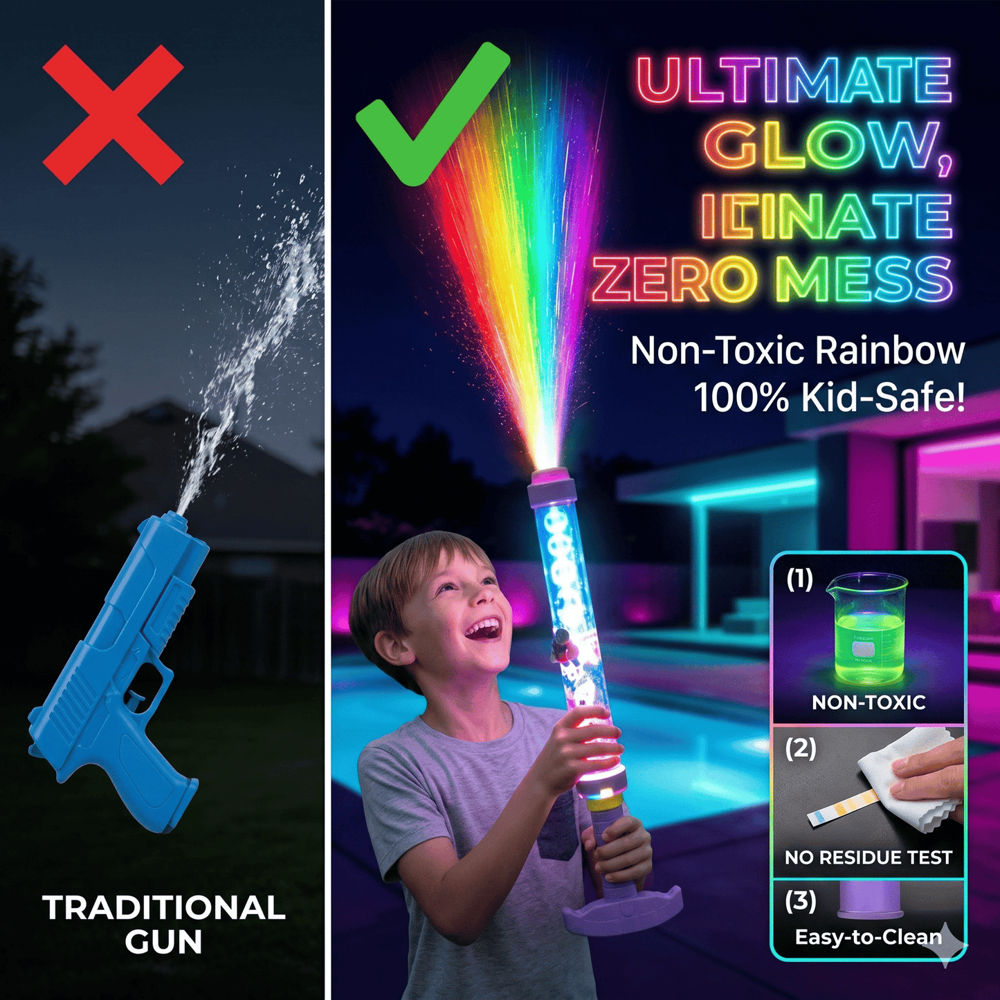 🌈Bright Rainbow LED Water Gun | Summer fun that comes to life like magic!✨